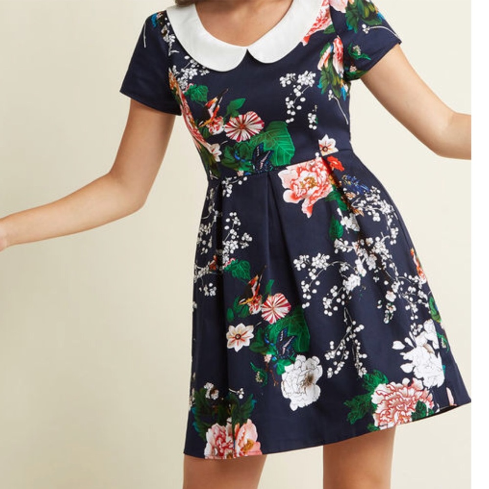 Modcloth Record Time Floral Dress Size L